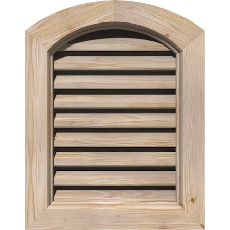 Arch Top Gable Vent Primed, Functional, Pine Gable Vent W/ Brick Mould Face Frame, 14W X 28H